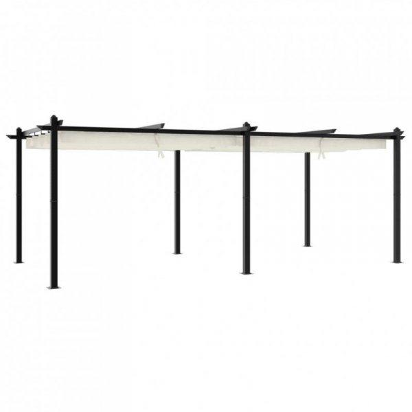 Altana ogrodowa ze zwijanym dachem, kremowa, 3x6 m, aluminium