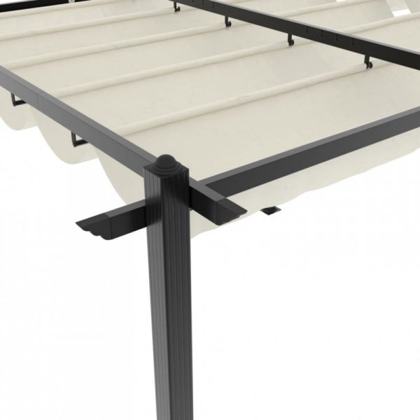 Altana ogrodowa ze zwijanym dachem, kremowa, 3x6 m, aluminium