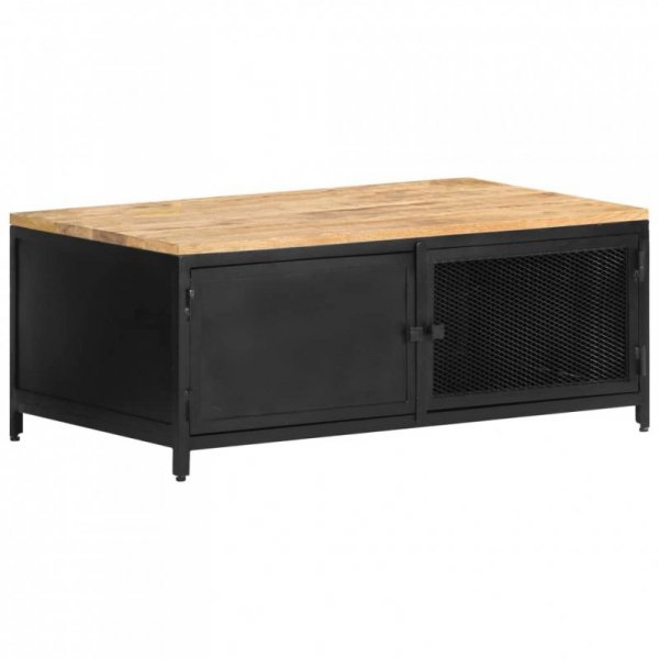 Stolik kawowy, 90x50x37 cm, lite, surowe drewno mango