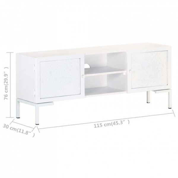 Szafka pod TV, biała, 115x30x46 cm, lite drewno mango