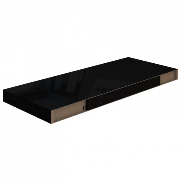 Półki ścienne 4 szt., wysoki połysk, czarne, 60x23,5x3,8 cm MDF