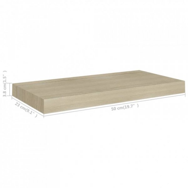 Półki ścienne, 2 szt., kolor dębowy, 50x23x3,8 cm, MDF