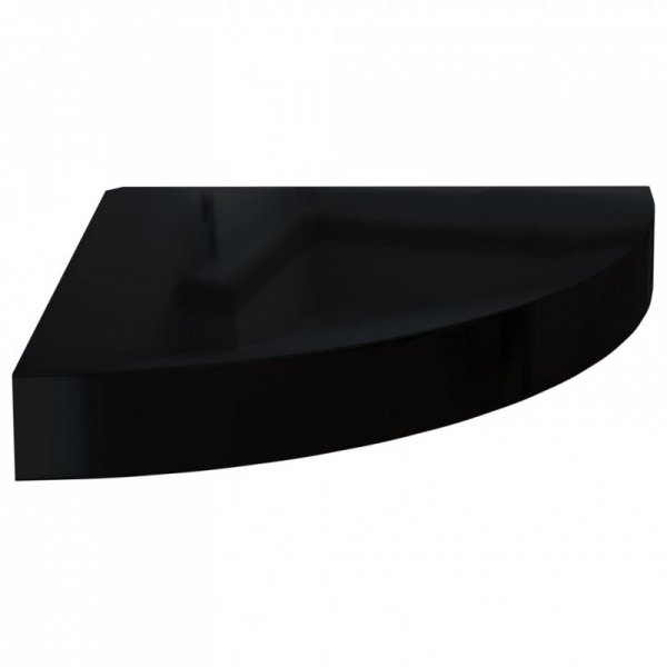 Narożne półki ścienne, 4 szt., połysk, czarne, 25x25x3,8cm, MDF