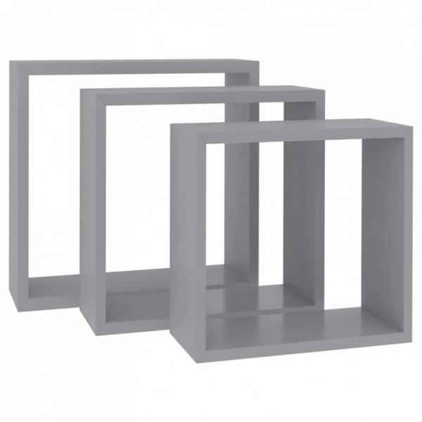 Półki ścienne kostki, 3 szt., szare, MDF