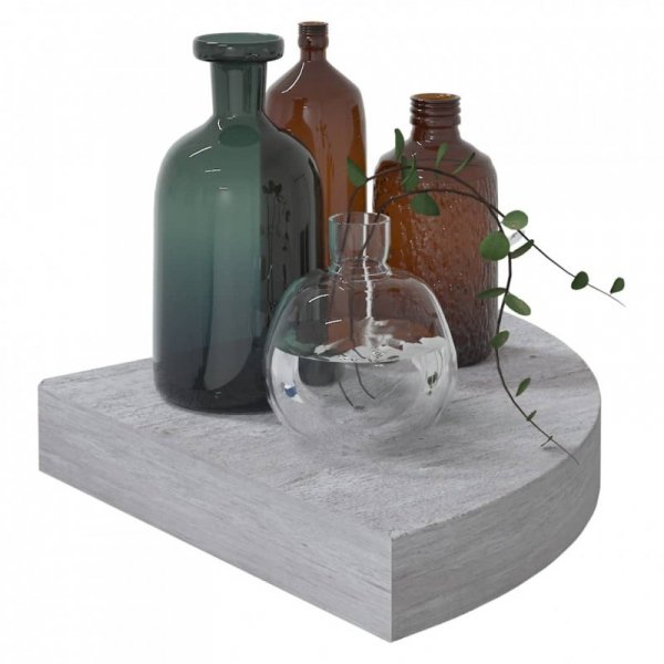 Narożne półki ścienne, 4 szt., szarość betonu, 25x25x3,8 cm MDF