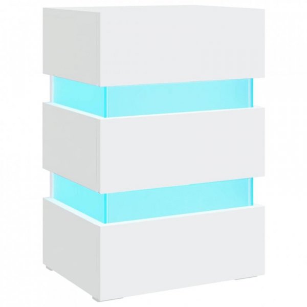 Szafka nocna z LED, biała, 45x35x67 cm, materiał drewnopochodny