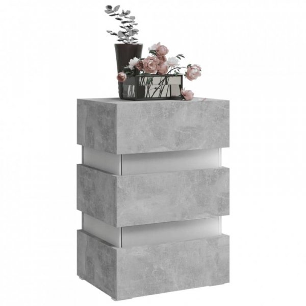 Szafka nocna z LED, szara, 45x35x67 cm, materiał drewnopochodny