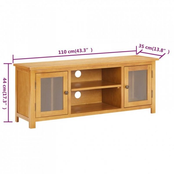 Szafka pod telewizor, 110x35x44 cm, lite drewno dębowe