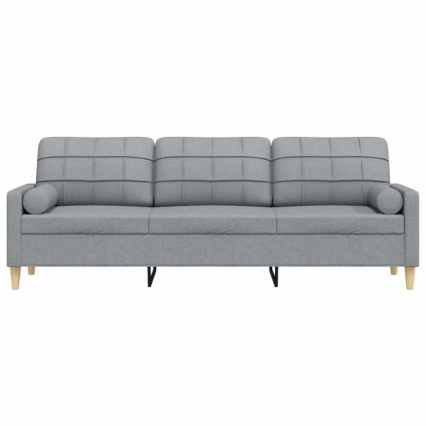 3-osobowa sofa z poduszkami, jasnoszara, 210 cm, obita tkaniną