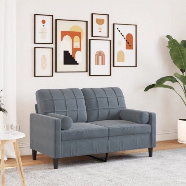 2-osobowa sofa z poduszkami, ciemnoszara, 120 cm, aksamit