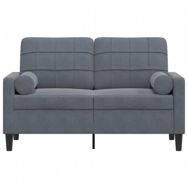 2-osobowa sofa z poduszkami, ciemnoszara, 120 cm, aksamit