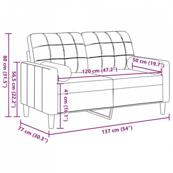 2-osobowa sofa z poduszkami, ciemnoszara, 120 cm, aksamit