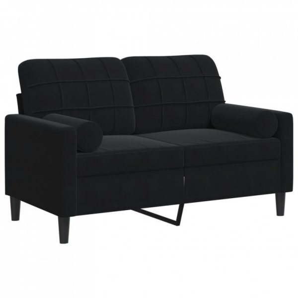 2-osobowa sofa z poduszkami, kolor czarny, tkanina aksamit, szerokość 120 cm