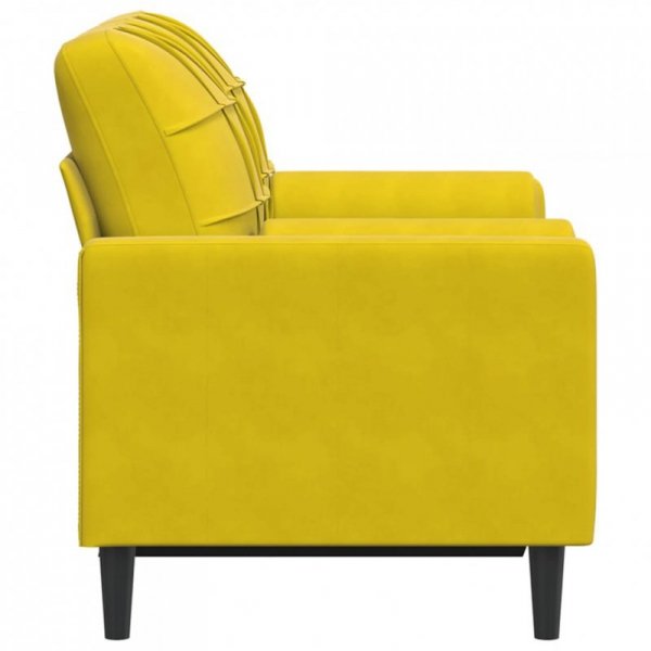 2-osobowa sofa z poduszkami, żółta, 120 cm, aksamit