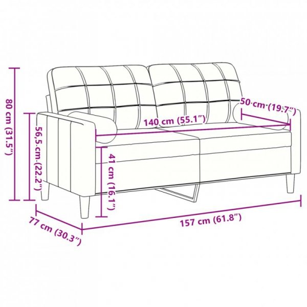 2-osobowa sofa z poduszkami, kolor cappuccino, 140 cm, aksamit