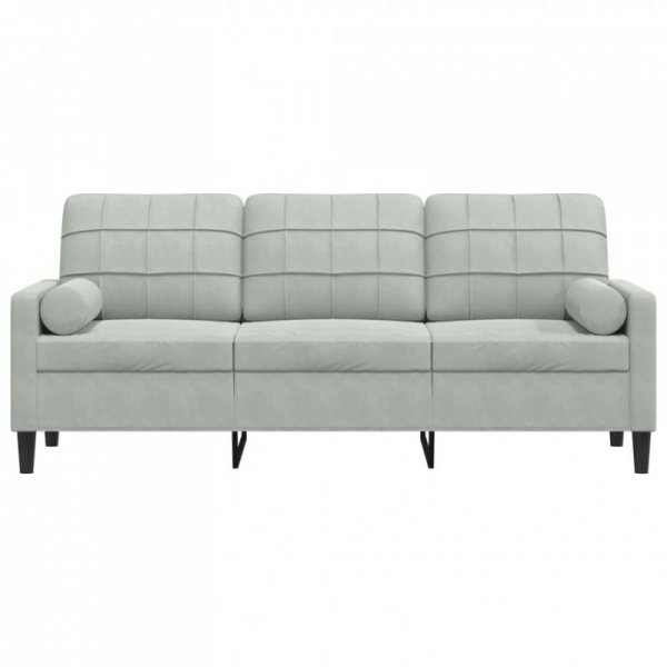 3-osobowa sofa z poduszkami, jasnoszara, 180 cm, aksamit