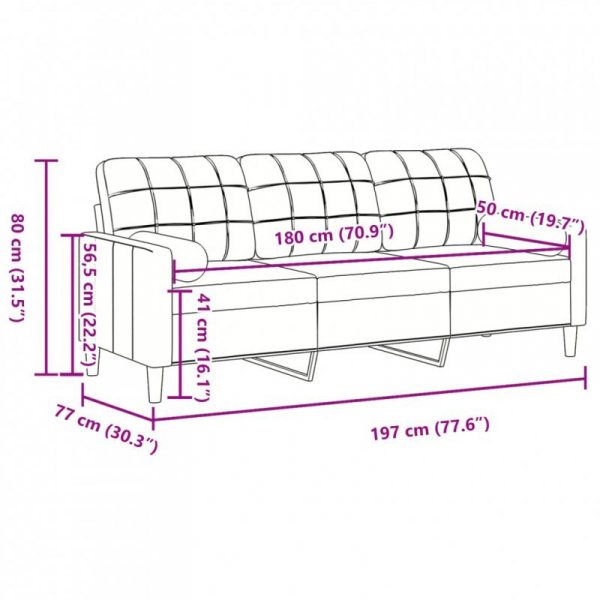 3-osobowa sofa z poduszkami, żółta, 180 cm, aksamit