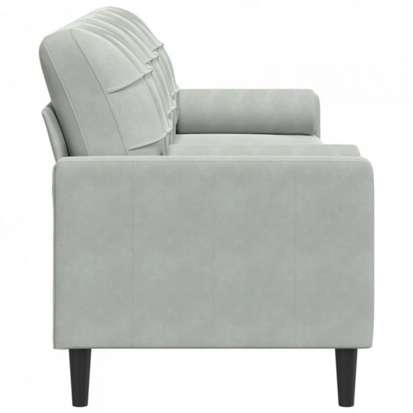 3-osobowa sofa z poduszkami, jasnoszara, 210 cm, aksamitna