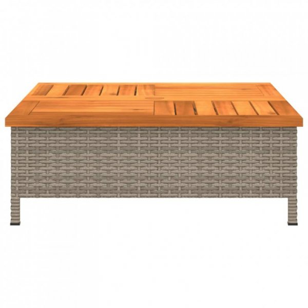 Stolik ogrodowy, szary, 70x70x25 cm, rattan i drewno akacjowe