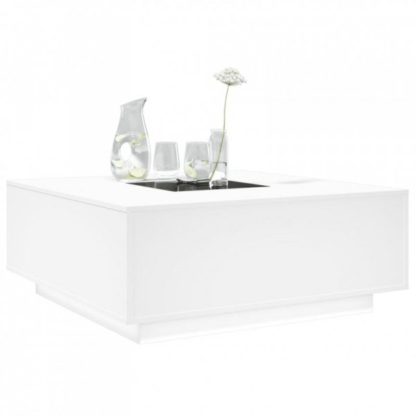 Stolik kawowy z LED Infinity, biały, 100x100x40 cm