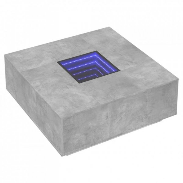 Stolik kawowy z LED Infinity, szarość betonu, 100x100x40 cm