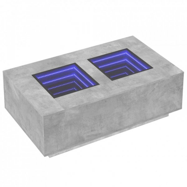Stolik kawowy z LED Infinity, szarość betonu, 116x69x40 cm