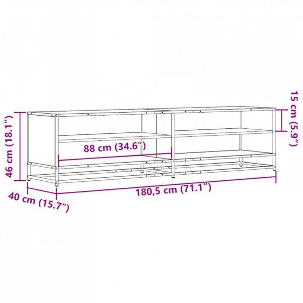 Szafka pod TV, czarna, 180,5x40x46 cm, materiał drewnopochodny