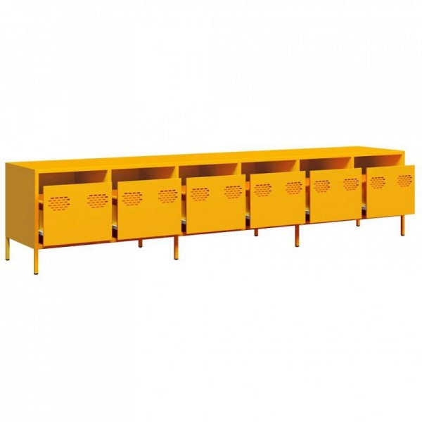 Szafka RTV, żółta, 202x39x43,5 cm, stal walcowana na zimno