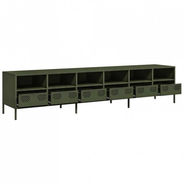 Szafka RTV, oliwkowa, 202x39x43,5 cm, stal walcowana na zimno