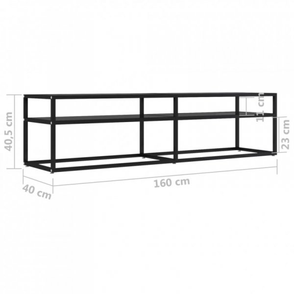 Szafka pod TV, czarna, 160x40x40,5 cm, hartowane szkło