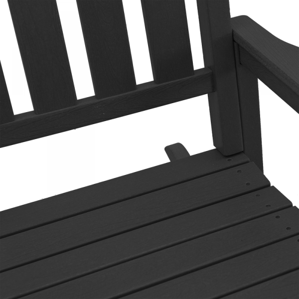 3 Częściowy Zestaw Lounge do Ogrodu Czarny HDPE,  Krzesło Bujane Ogrodowe Czarny 70x92x108 cm HDPE,  Stolik Boczkowy Adirondack Czarny 38x38x45 cm HDPE