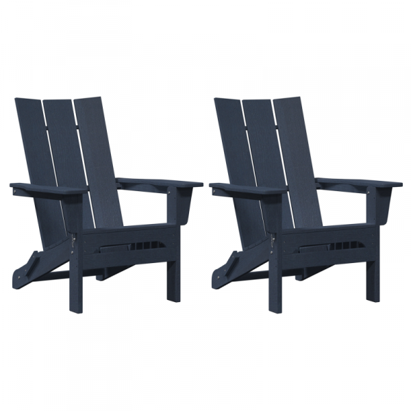 Krzesła składane  Adirondack 2 szt. Granatowe 74.5x80.5x90 cm HDPE, Składane krzesło  Adirondack Granatowe 74.5x80.5x90 cm HDPE