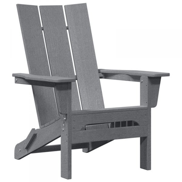 Zestaw 3-częściowy mebli ogrodowych  Jasnoszary HDPE, Składany fotel Adirondack  Jasnoszary 74.5x80.5x90 cm HDPE, Stolik boczny Adirondack  Jasnoszary 38x38x45 cm HDPE