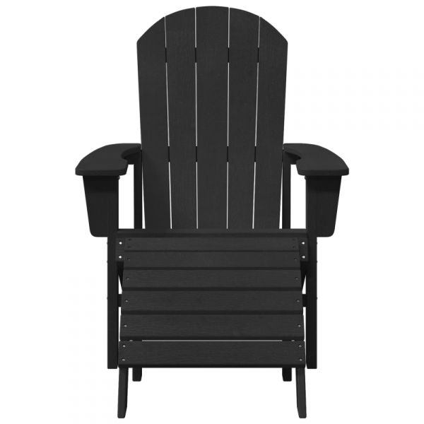 Krzesła Adirondack z podnóżkami 2 szt Czarne HDPE,  Krzesło Adirondack z podnóżkiem Czarne HDPE