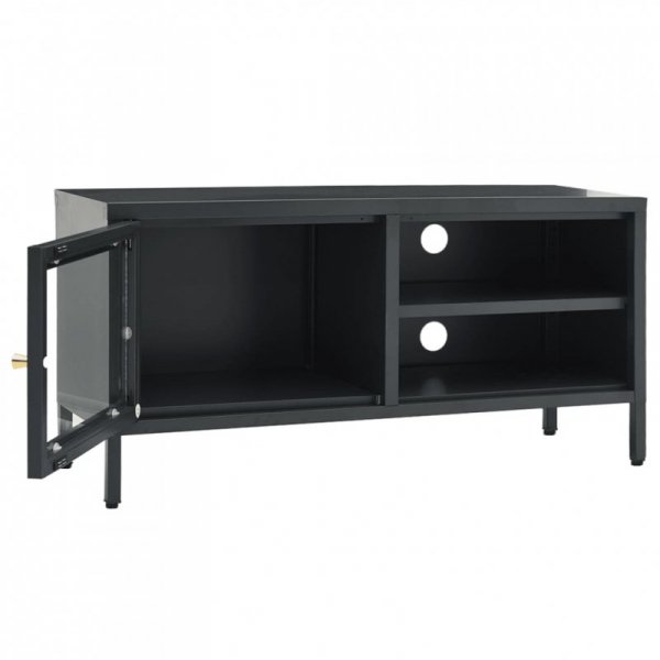 Szafka pod telewizor, antracytowa, 90x30x44 cm, stal i szkło