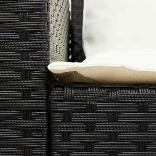 Fotel ogrodowy z poduszkami, rattan PE, czarny