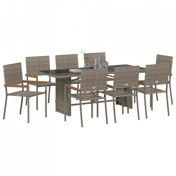 Zestaw do jadalni w ogrodzie 9 pcs Szary 190 x 80 x 75 cm