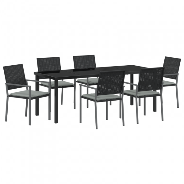 Zestaw 4 Czarny Polirattan, stal malowana proszkowo 54x62.5x89 cm