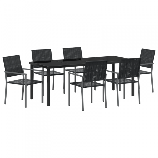 Zestaw 4 Czarny Rattan PE, Stal malowana proszkowo Standard