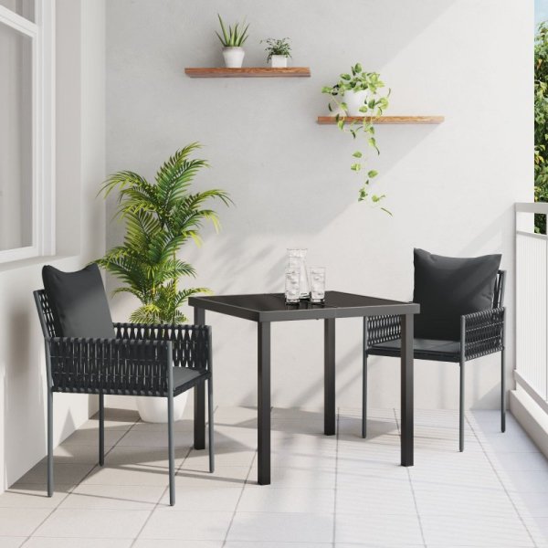 Zestaw 2 Czarny Polirattan 54x61x83 cm Wytrzymały