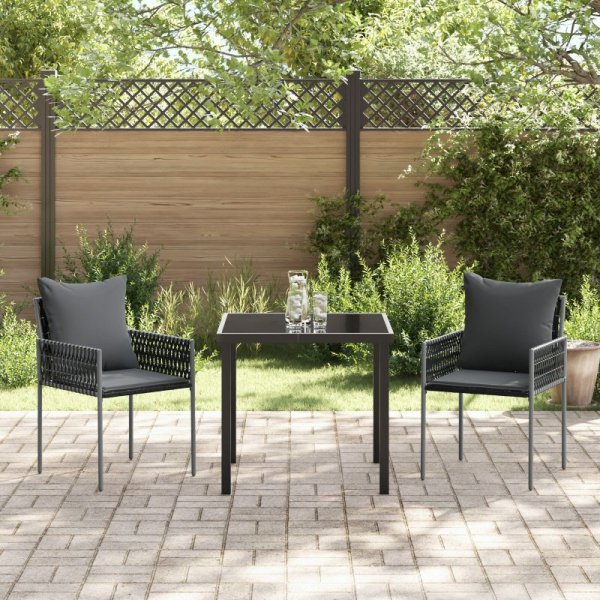 Zestaw 2 Czarny Polirattan 54x61x83 cm Wytrzymały