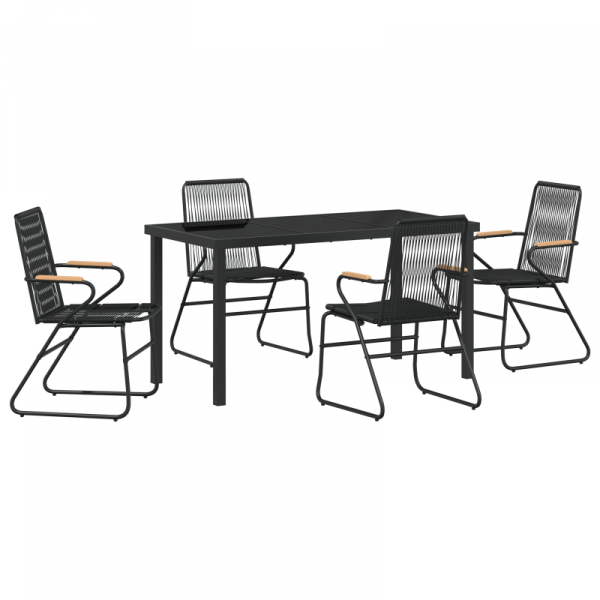 Zestaw 5 mebli ogrodowych  Czarny Rattan PVC