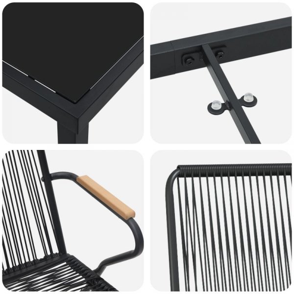 Zestaw do jadalni 7-elementowy  czarny PVC rattan
