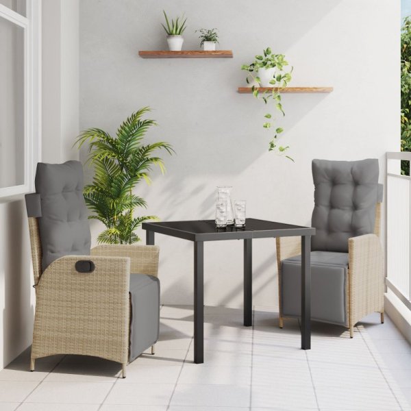 Zestaw do jadalni ogrodowej 3-częściowy  Beżowy Rattan PE