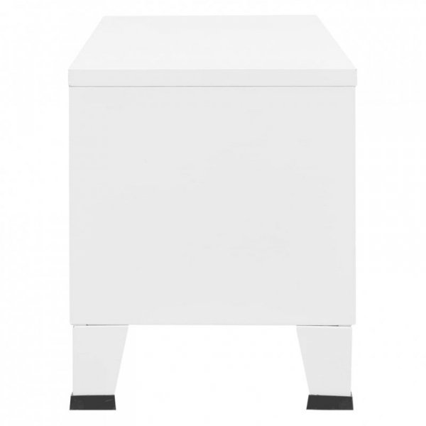 Industrialna szafka pod TV, biała, 105x35x42 cm, metalowa