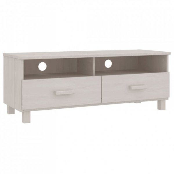 Szafka pod TV HAMAR, biała, 106x40x40 cm, lite drewno sosnowe