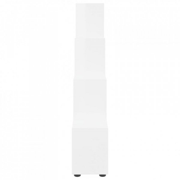 Regał schodkowy, biały o wysokim połysku, 142 cm