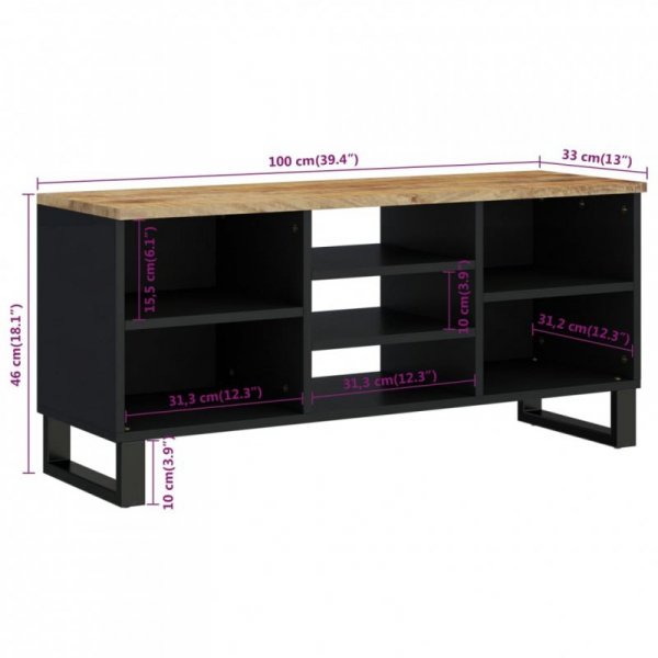 Szafka RTV, 100x33x46 cm, mango i materiał drewnopochodny