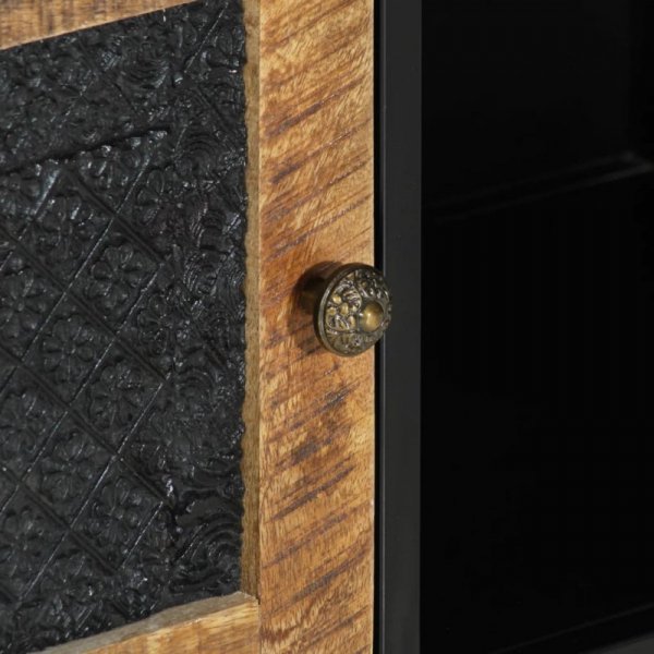 Szafka pod TV, 110x30x40 cm, lite drewno mango i żelazo
