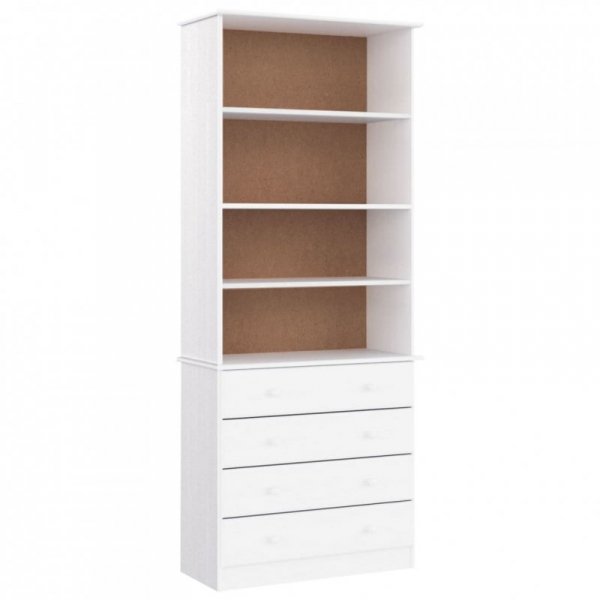 Biblioteczka z szufladami ALTA, biała, 77x35x186,5 cm, sosna